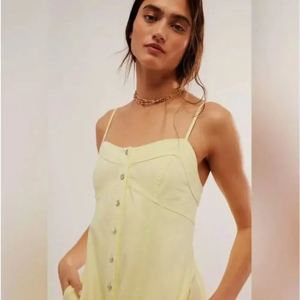 Free People Just Jill Yellow Maxi Dress Size L NWT‎ - Picture 4 of 5